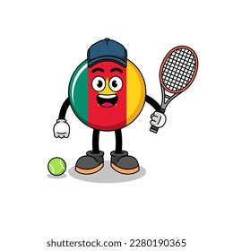cameroon flag illustration as a tennis player , character design