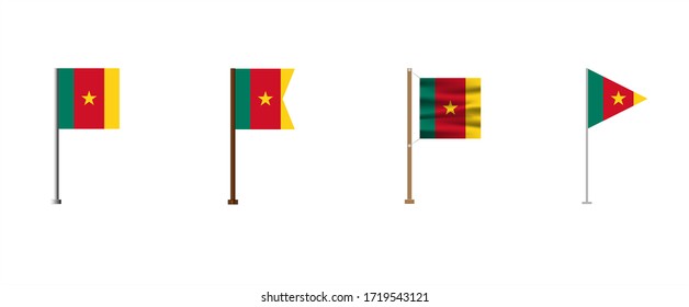 Kameraflagge einzeln auf weißem Hintergrund. National Flag Pole Set. 