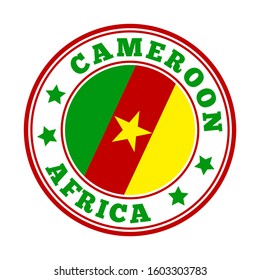 Cameroon flag logo in a round vector illustration representing the country's sign.