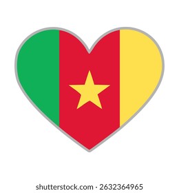 Cameroon flag. Cameroon love flag. Cameroon flag in heart shape. Love symbol. Vector illustration