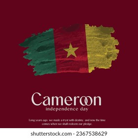 Bandera camerunesa hecha con un vector de pincel brillante, celebrando el Día de la Independencia de Camerún.