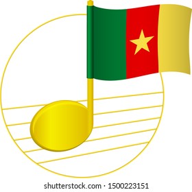 Cameroon flag and musical note. Music background. National flag of Cameroon and music festival concept vector illustration