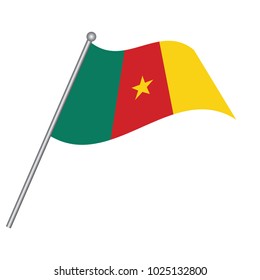 cameroon flag. The national flag of cameroon on a pole. The waving flag. The sign and symbol of the country. 