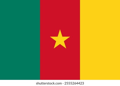 Cameroon flag in official colors, dimensions and aspect ratio. Vector flag symbolizing national pride, identity, heritage, patriotism and authority