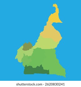 Cameroon Flag on Blue Background