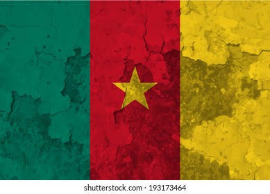 Cameroon flag on concrete textured background