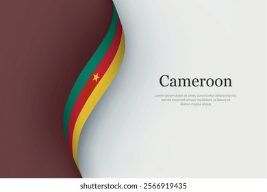 Cameroon flag on Waving ribbon. Template for independence day