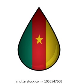 The cameroon flag painted on 3D water drop
