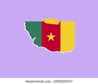 Textura de papel de la bandera de Camerún, elemento de una sola pieza, diseño de Vector, bandera de Camerún pegada en la pared, decoración o idea de celebración
