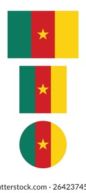 
Cameroon flag PNG vector. Cameroon square and round icon isolated on transparent PNG background. Cameroon flag icon.