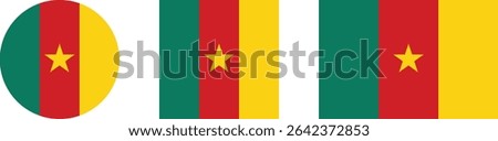 
Cameroon flag PNG vector. Cameroon square and round icon isolated on transparent PNG background. Cameroon flag icon.