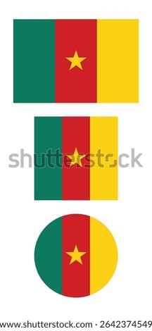 
Cameroon flag PNG vector. Cameroon square and round icon isolated on transparent PNG background. Cameroon flag icon.