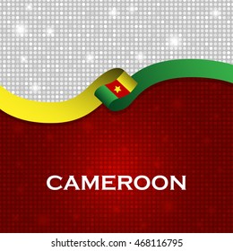 Cameroon flag ribbon shiny particle style. Vector Illustration