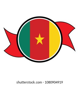 Cameroon flag in round button of icon. flag logo of Cameroon emblem isolated on white background, Cameroon national concept sign, Vector illustration.