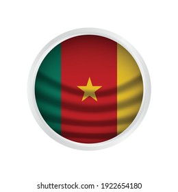 Cameroon flag in round button of icon. flag logo of Cameroon emblem isolated on white background, Cameroon national concept sign, Vector illustration.