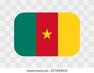 Cameroon flag - rounded rectangle colorful flag representing a country cultural identity and heritage. The essence of national pride and unity. Vector flag on transparent background.