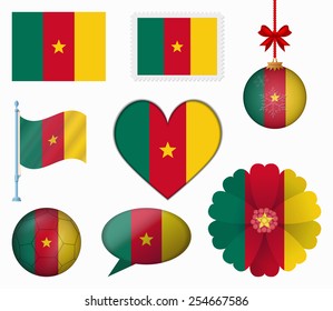 Cameroon flag set of 8 items vector