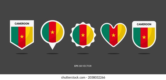 Cameroon Flag Set Vector Illustration. Good Used for Sticker, Logo, Icon, Clipart, Etc - EPS 10 Vector