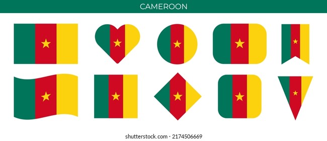 Cameroon flag set. Vector illustration isolatedon white background
