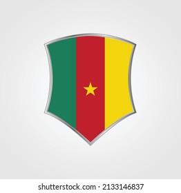 Bandera de Camerún con marco blindado. Bandera nacional