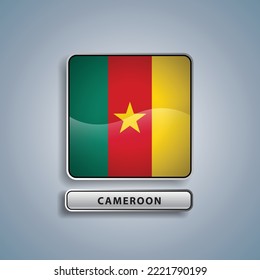 Cameroon flag square button vector illustration