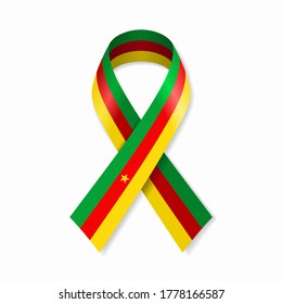 Cameroon flag stripe ribbon on white background. Vector illustration.