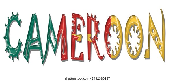Cameroon flag text font, 3D Cameroon flag colorful background, Cameroon flag vector illustration