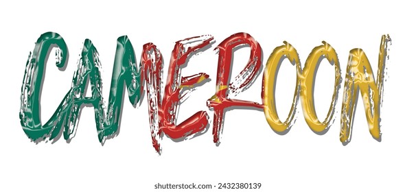 Cameroon flag text font, 3D Cameroon flag colorful background, Cameroon flag vector illustration