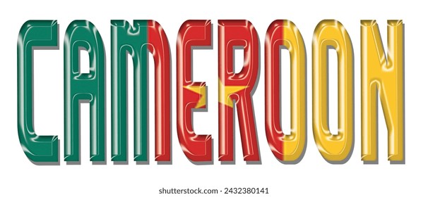 Cameroon flag text font, 3D Cameroon flag colorful background, Cameroon flag vector illustration