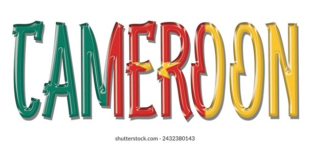 Cameroon flag text font, 3D Cameroon flag colorful background, Cameroon flag vector illustration