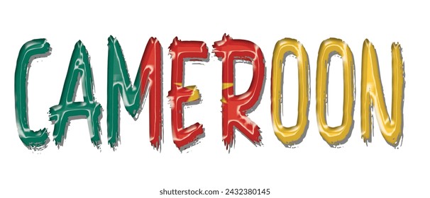 Cameroon flag text font, 3D Cameroon flag colorful background, Cameroon flag vector illustration