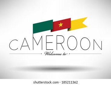 Cameroon Flag with Typography Design