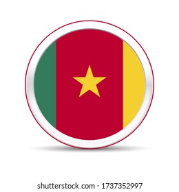 Cameroon flag vector in button design. Eps 10 vector illustration.