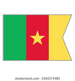 Cameroon flag vector design and illustration , National flag country with original color, Pennon flag