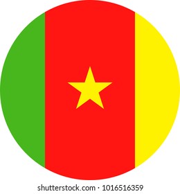 Cameroon Flag Vector Round Flat Icon - Illustration