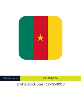 Cameroon Flag Vector Stock Illustration Design Template. Rounded Square Shape.