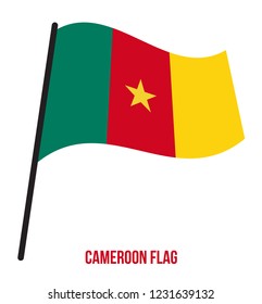 Cameroon Flag Waving Vector Illustration on White Background. Cameroon National Flag.