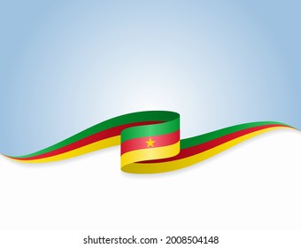 Cameroon flag wavy abstract background. Vector illustration.