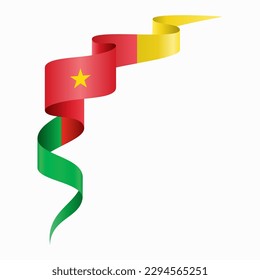 Cameroon flag wavy abstract background. Vector illustration.