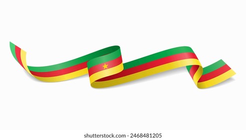 Cameroon flag wavy abstract background. Vector illustration.