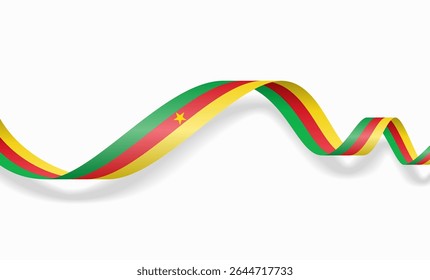 Bandeira de Camarões ondulada abstrata plano de fundo. Ilustração vetorial.