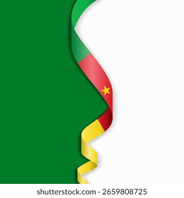 Cameroon flag wavy abstract background layout. Vector illustration.