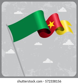 Cameroon flag wavy abstract background. Vector illustration.