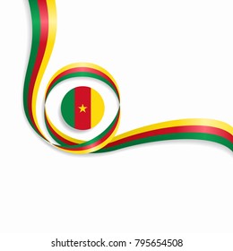 Cameroon flag wavy abstract background. Vector illustration.