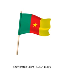 Cameroon flag (yellow star on red, yellow and green vertical stripes). Vector illustration