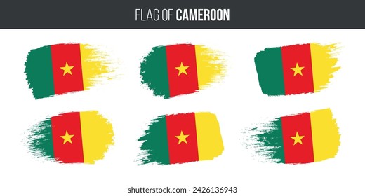 Cameroon flags brush stroke grunge vector illustration flag of cameroon isolated on white