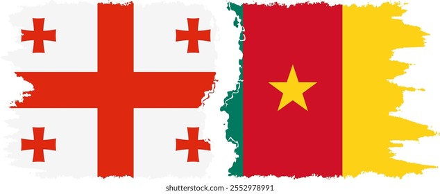 Conexión de banderas grunge de Camerún y Georgia, Vector