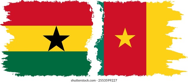 Cameroon and Ghana grunge flags connection, vector