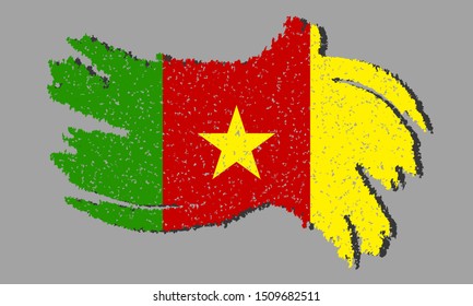 Cameroon grunge flag, Cameroon flag with shadow on isolated background, vector illustration