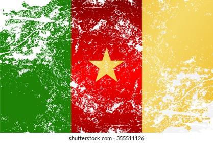 Cameroon Grunge Texture Flag. Grunge effect can be cleaned easily.